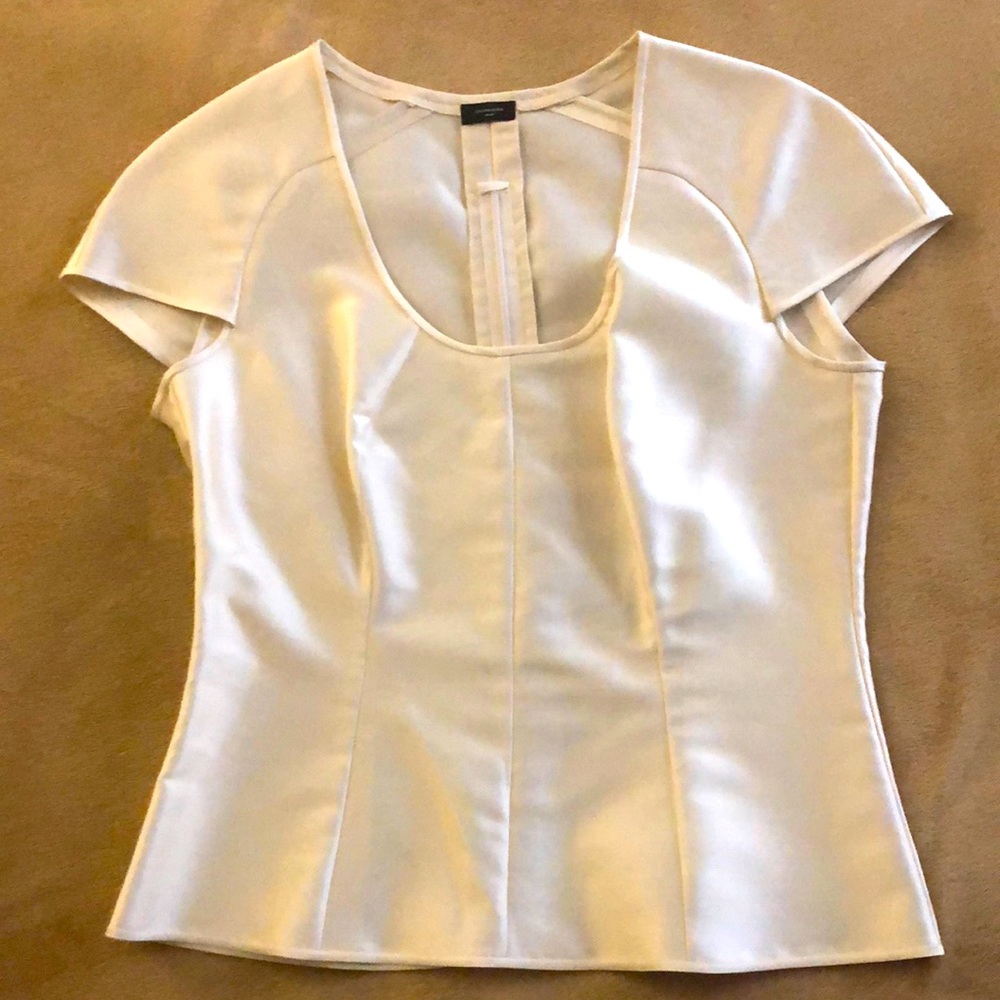 Beautiful fit satin blouse made by Sam Kori George .size 6 one an only